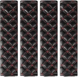 4 new black and red seat belt shoulder pads